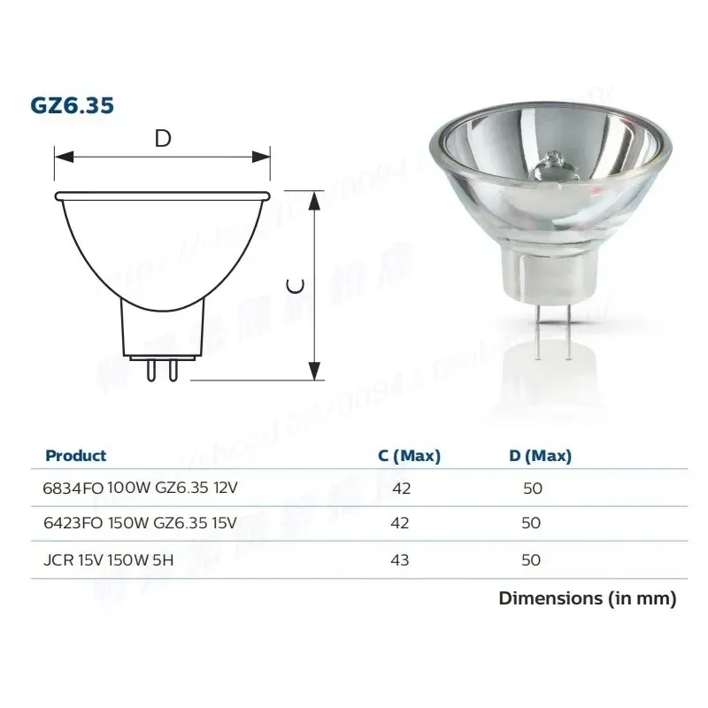 Halogen lamp cup 6834FO 12V 100W cold light source microscope equipment instrument bulb 409737