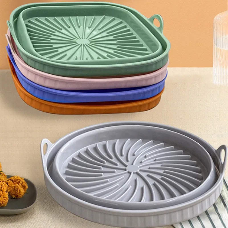 Foldable Silicone Heat Food Safety Practical Trays Air Fryer Chicken Fries Reusable Silicone Baking Trays for Kitchen Restaurant