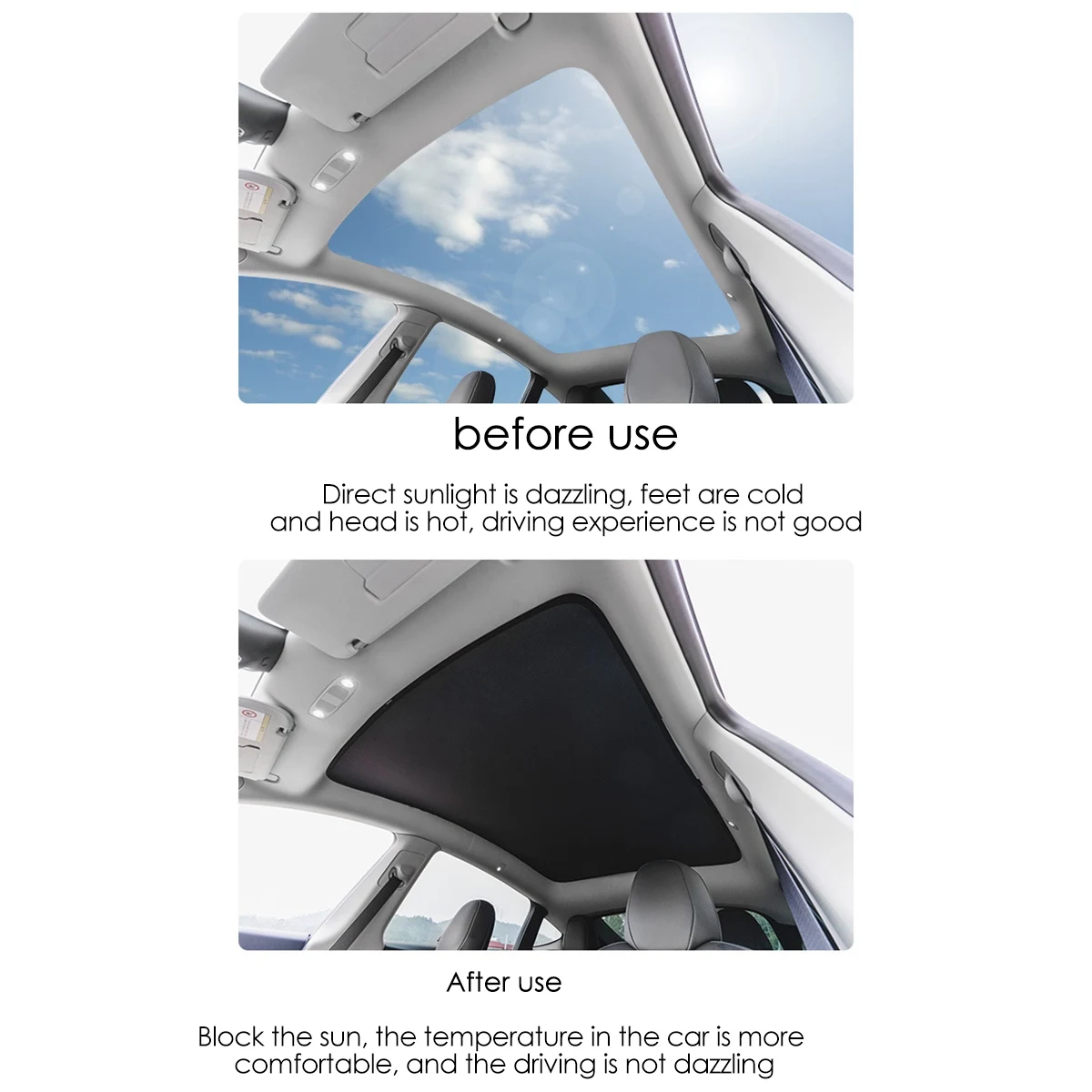 

Highly Recommended Sunroof Sunshade Front And Rear Roof Sun-Proof And Heat-Insulating Sun Visors For Tesla Model 3/Y