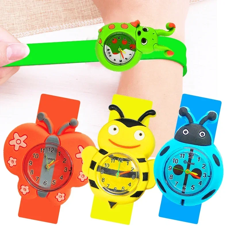 Cartoon Ladybug/Bee/Butterfly Toys Boys Girls Kids Watches 3D Frog Baby Bracelet Children Watch Clock Christmas Gift