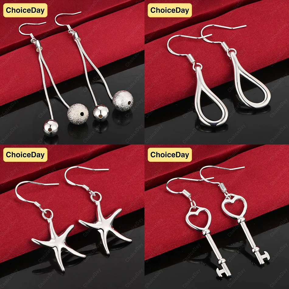 

ChoiceDay 925 Sterling Silver Delicate Heart Shaped Star Drop Earrings Women Wedding Accessories Party