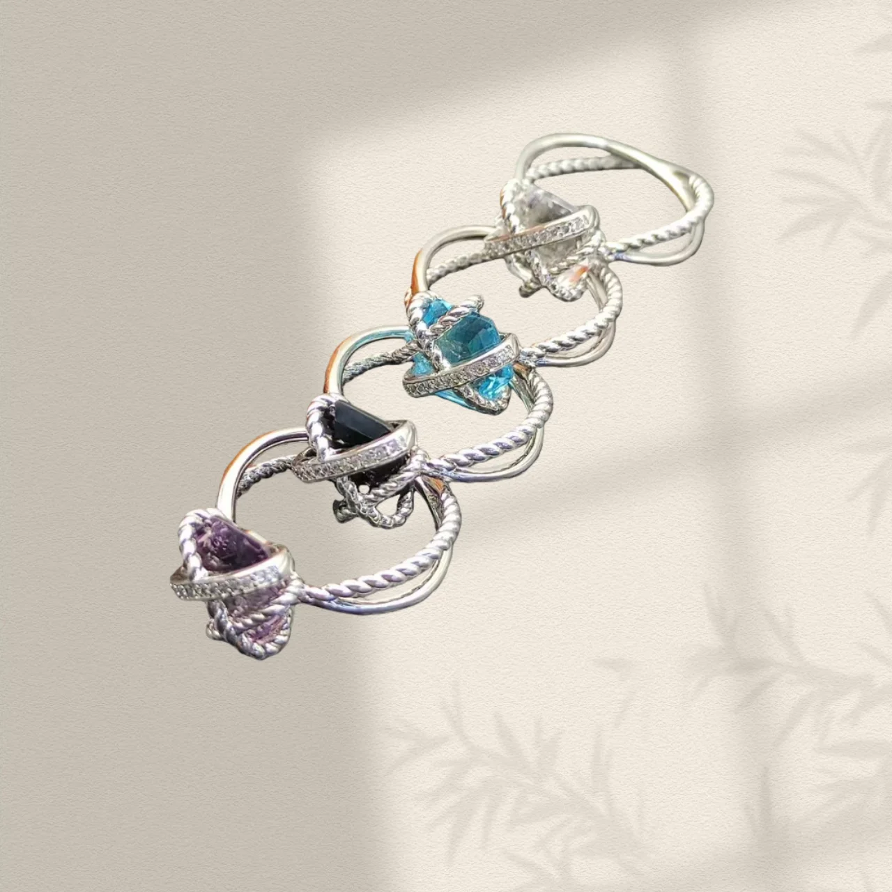 

YK 2025 New 11mm Hexagonal Crystal Ring, Unisex, Fashionable, Trendy, Retro, Simple, Classi Luxurious Jewelry