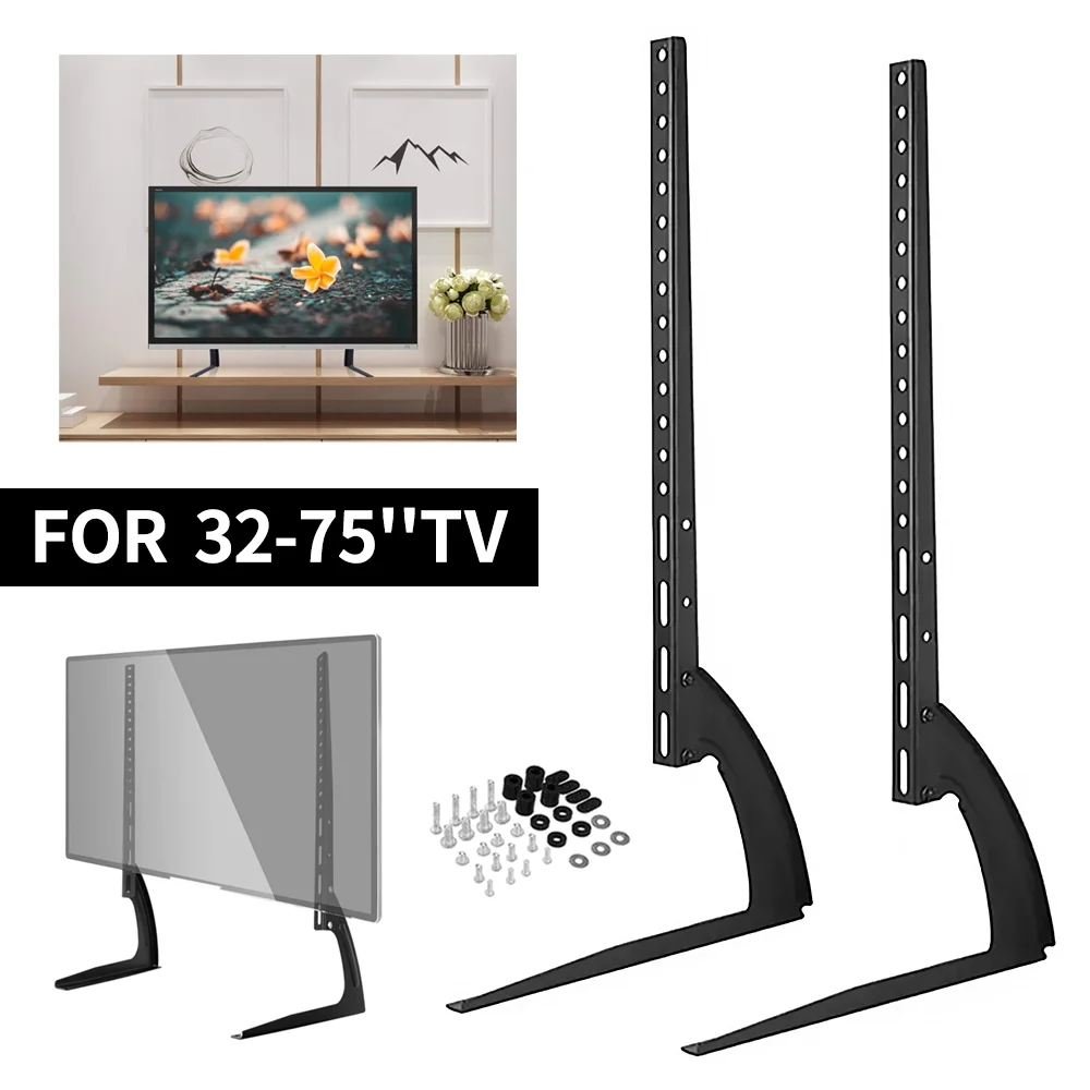 TV Bracket for 32-75 in TV Table Top TV Stand Height Adjustable Universal TVs Screen Monitor Bracket TV Feet