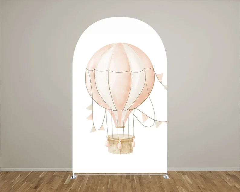 Mehofond Hot Air Balloon Pink Blue Baby Shower Arched Wall Cover Backdrop Newborn 1st Birthday Arch Wall Double-sided Background