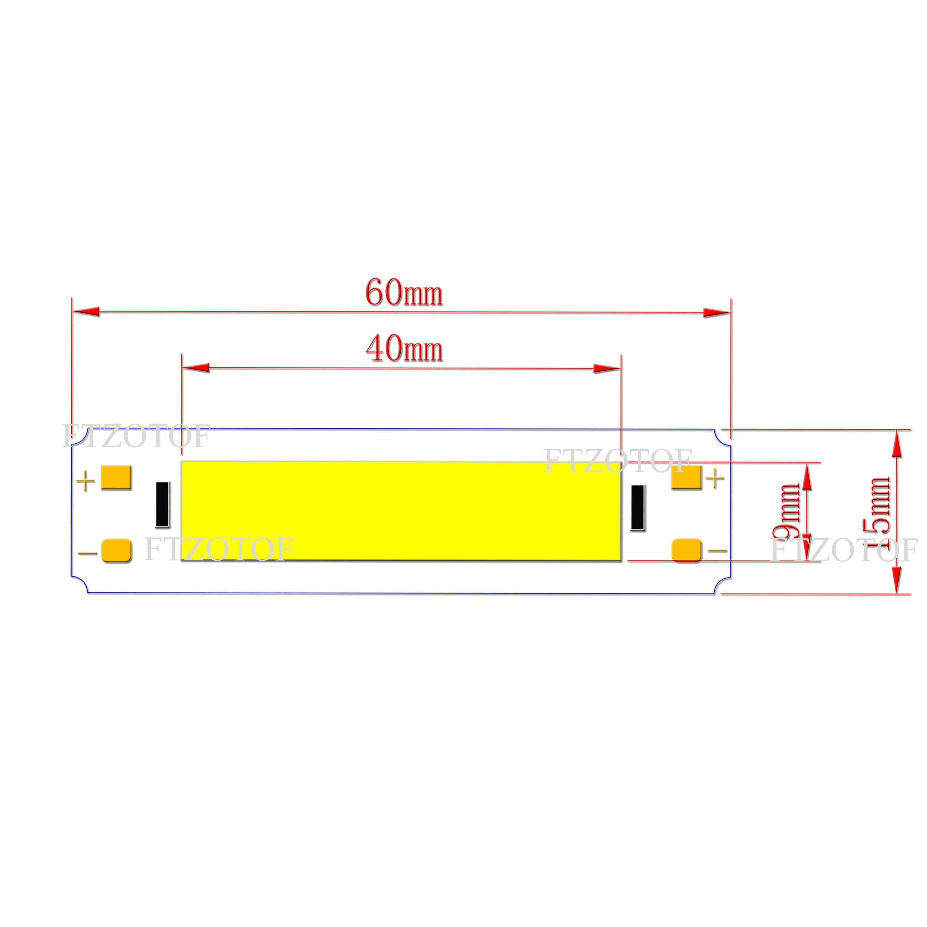 Светодиодный 5V DC 60×15mm 2W COB лампа источник света теплый оттенок холодный белый для работы портативных энергосберегающих USB ламп