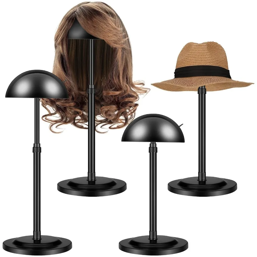 

4 Pcs Adjustable Height Wig Holders 9.818.9 Portable Hat Display Stand for Travel and Styling Practice with NonSlip Stable Base
