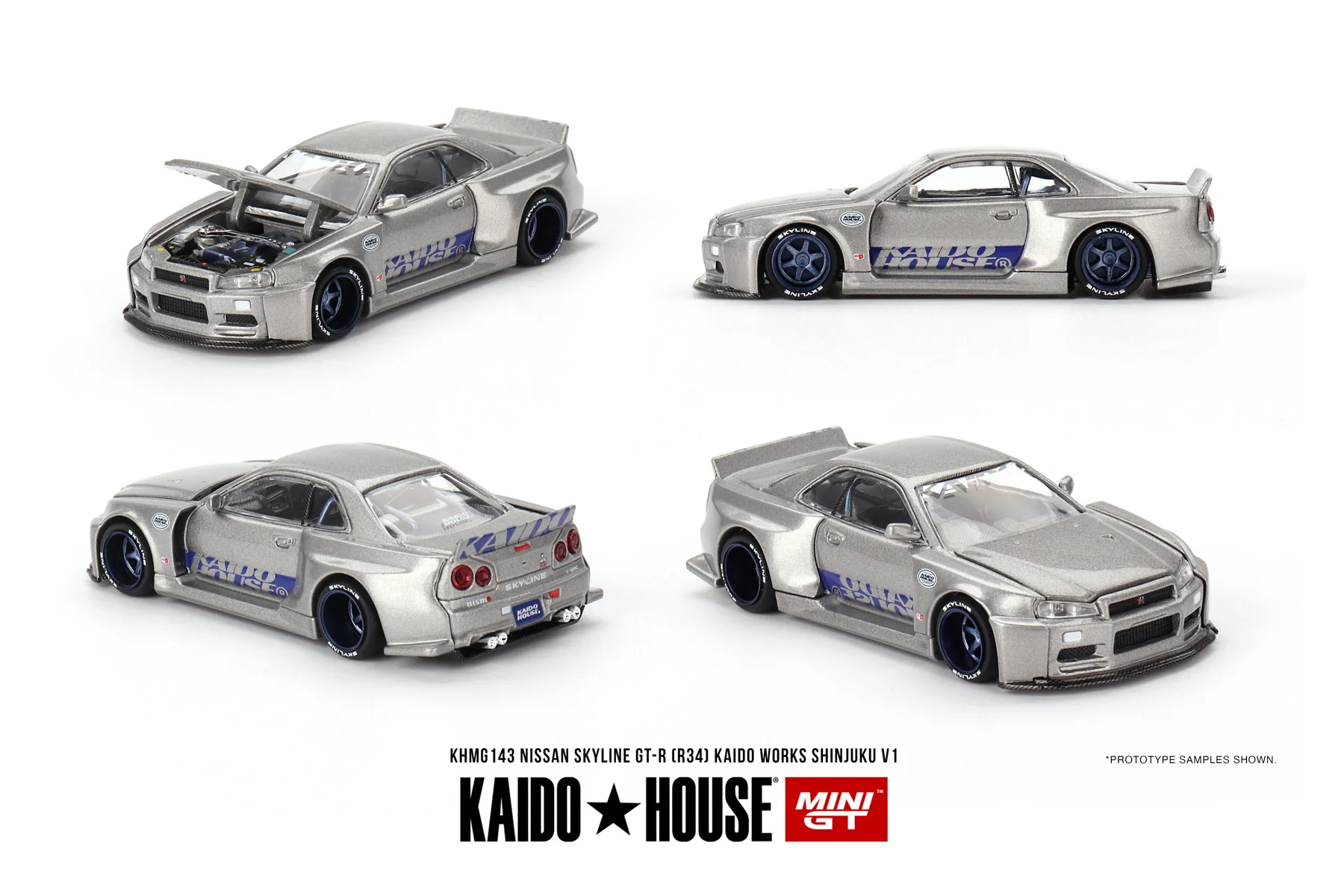 

Kaido House + MINIGT 143 Skyline GTR R34 SHINJUKU V1 Diecast Model Car