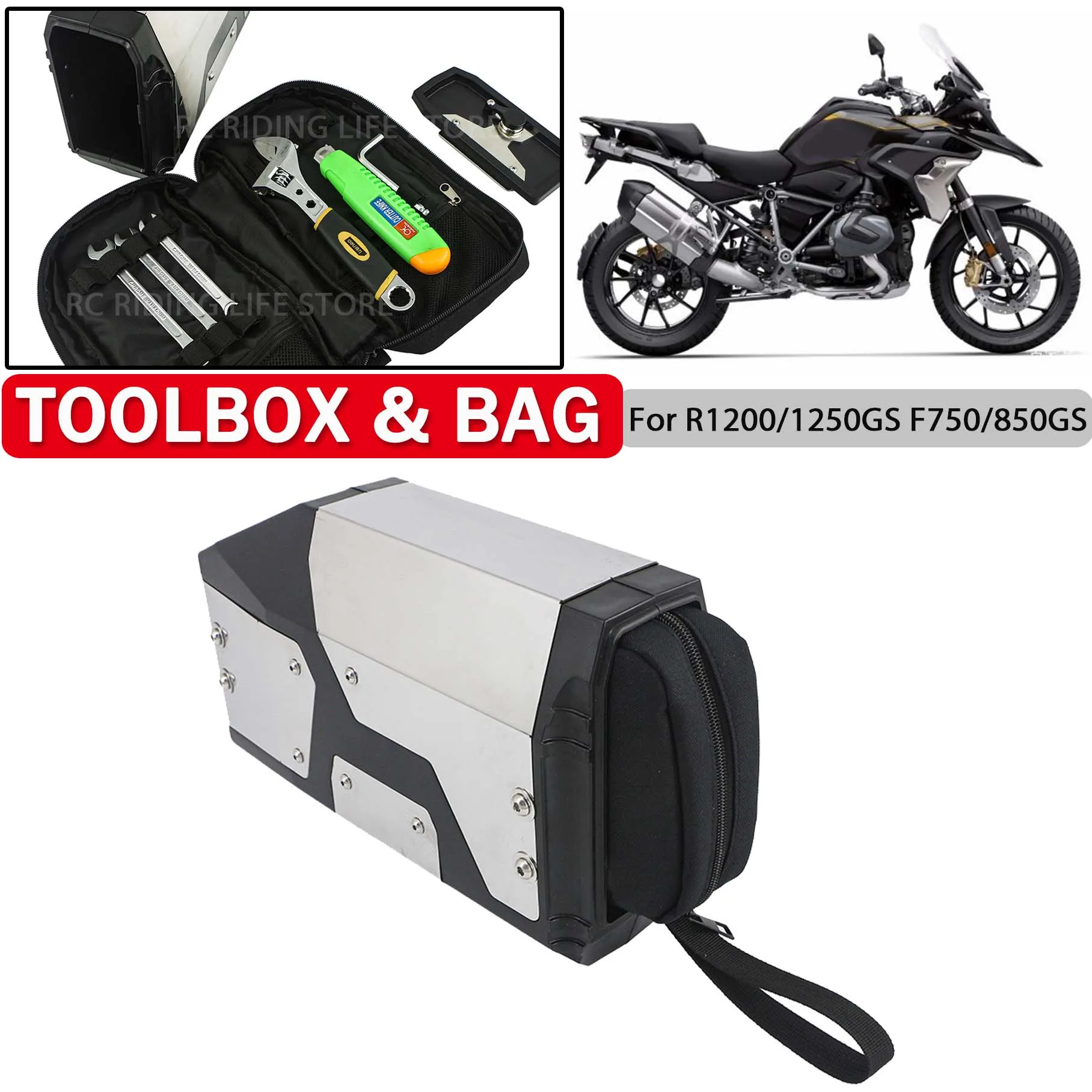 

Motorcycle Side Toolbox Inner Bag Aluminum Tool Boxes Accessories 4.2L For BMW R1250GS ADV R1200 GS LC Adventure F 750GS F850GS