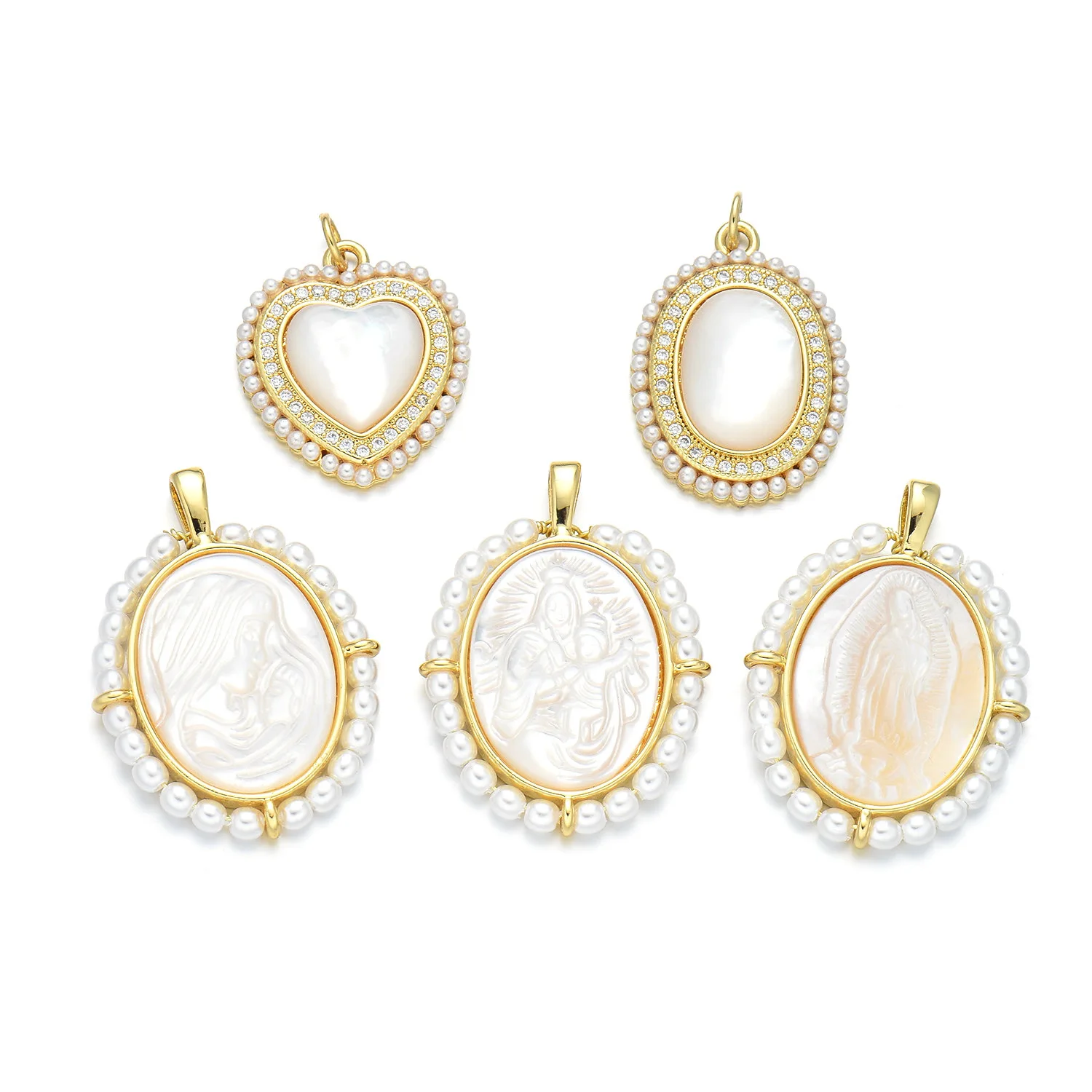 5 Pieces Europe and The United States Virgin Mary Portrait Necklace Pendant Accessories DIY Jewelry Making Materials Wholesale