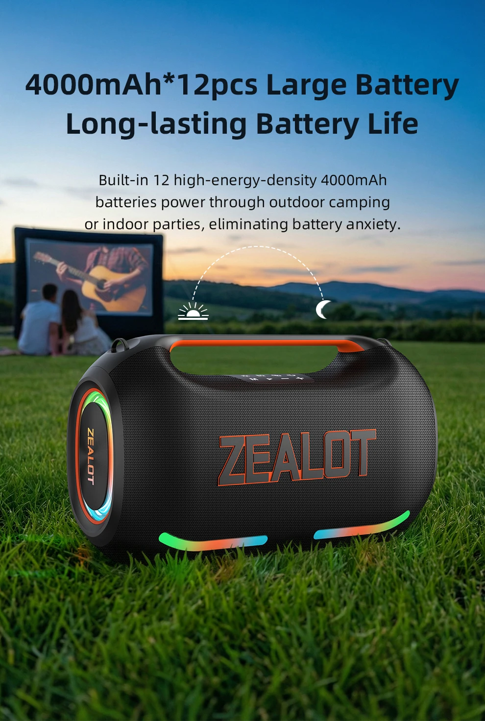 PL-zealot-ze41 250W Tragbarer Bluetooth-Lautsprecher StormBox Blast Outdoor Kabelloser Lautsprecher IPX6 Wasserdicht Party-Camping-Lautsprecher 12 Stunden Laufzeit – Detail 8