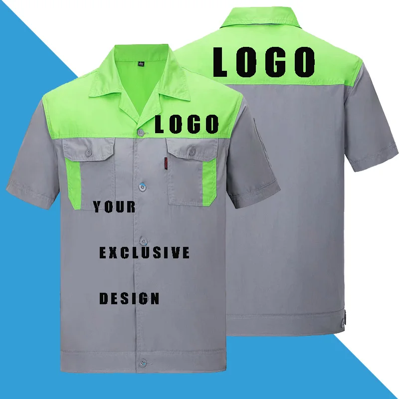 DIY LOGO primavera y otoño monos de manga corta trajes de seguro laboral para hombres taller mantenimiento herramientas tops