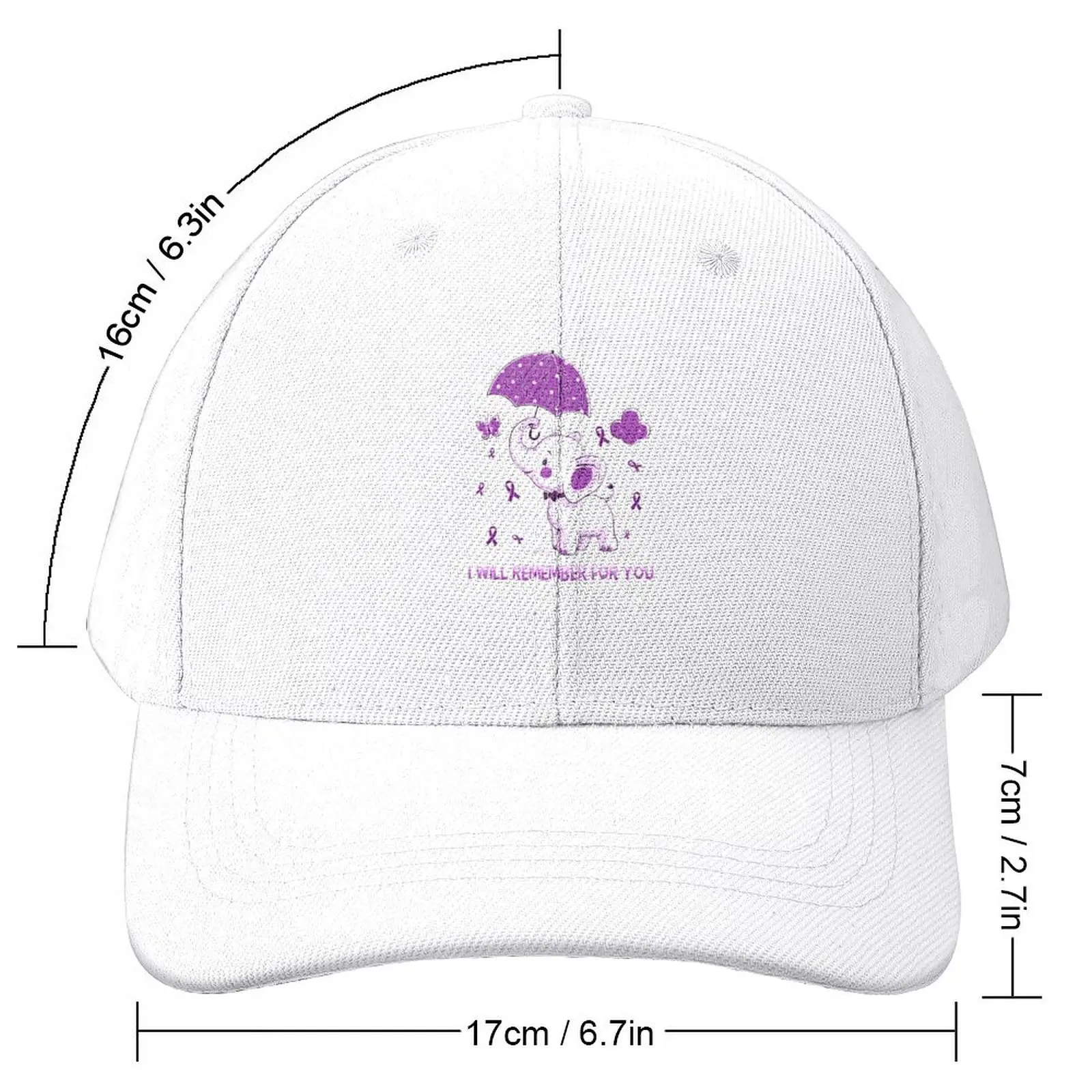 Dementia Awareness Elephant Long Sleeve T-Shirt Baseball Cap Streetwear foam party Hat Beach Mountaineering Men's Women's