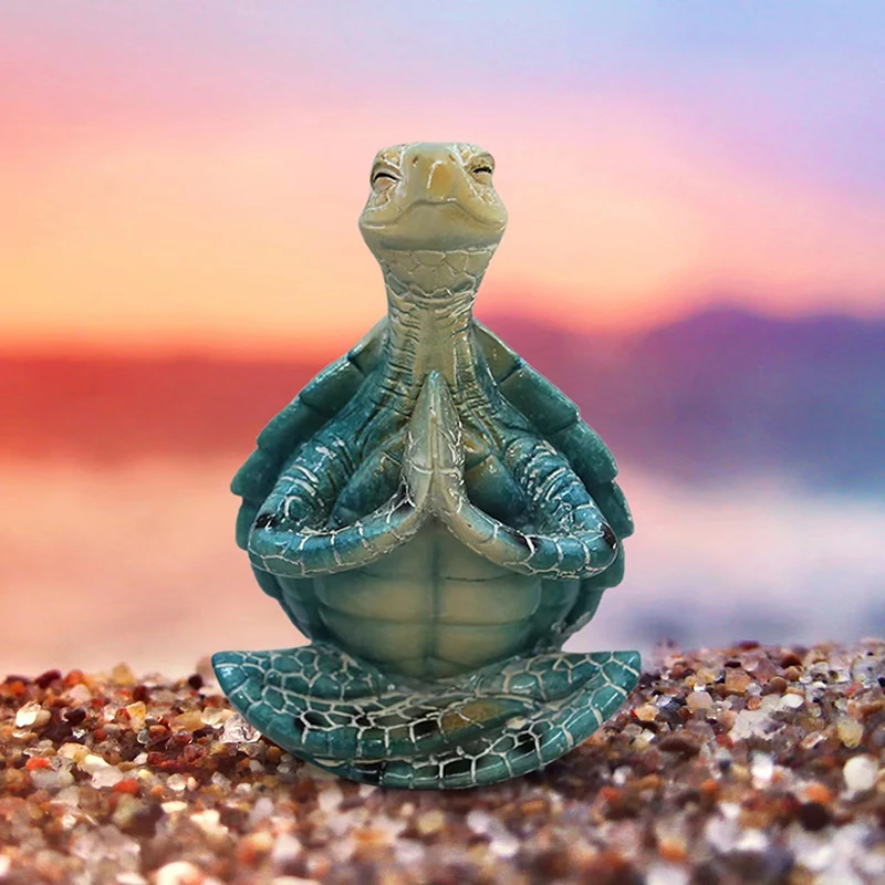 Mini Sea Turtle Figurine Peacefulness Meditating Sea Turtle Statue Decorations For Buddha Zen Yoga Frog Garden Statue Ornament