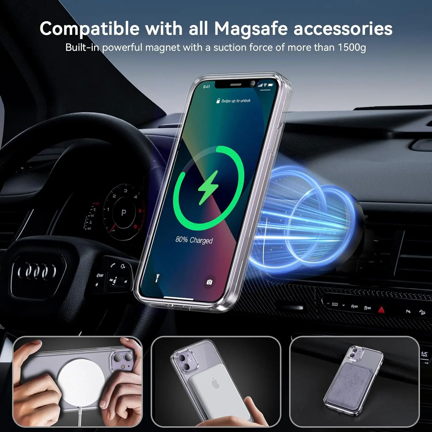 Stoßfeste magnetische Hülle für iPhone 11, 12, 13, 14, 15 Pro Max Mini iPhone X Xs XR Schutzhülle mit Displayschutzglas – Detail 3