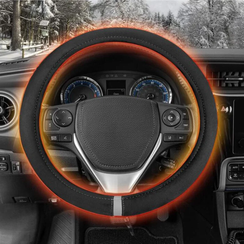 

Universal 38CM Car Heated Steering Wheel Cover DC12V Auto Heater Pad Car Warm Anti-Skid Steering Wheel Protector Accessories