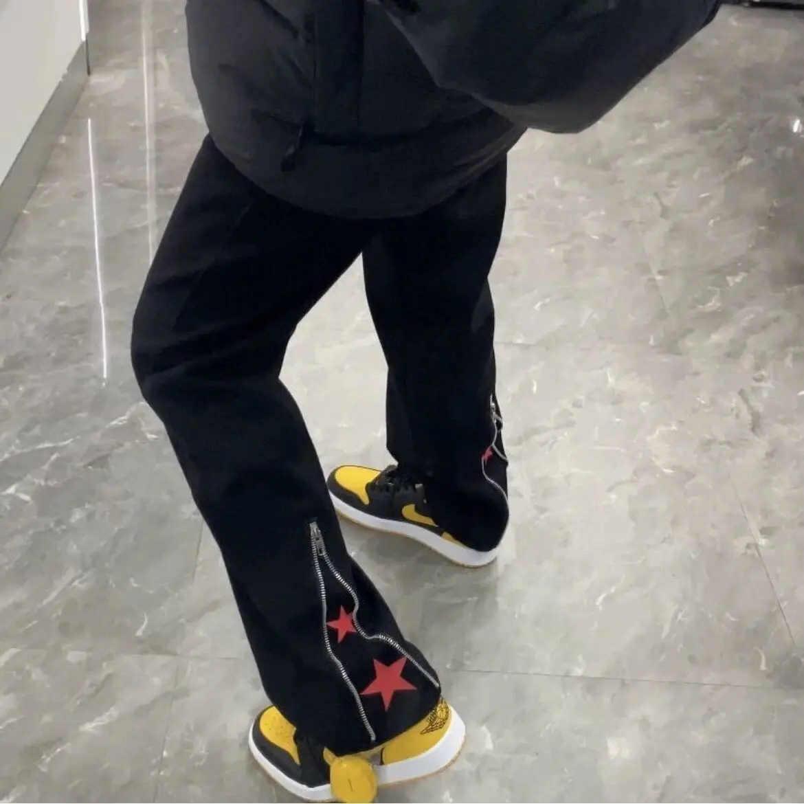 Korean Popular Clothes 2026 High Street Niche Design Zipper Split Fork Straight Jeans Trendy Micro Pull Pants Men Clothes Man