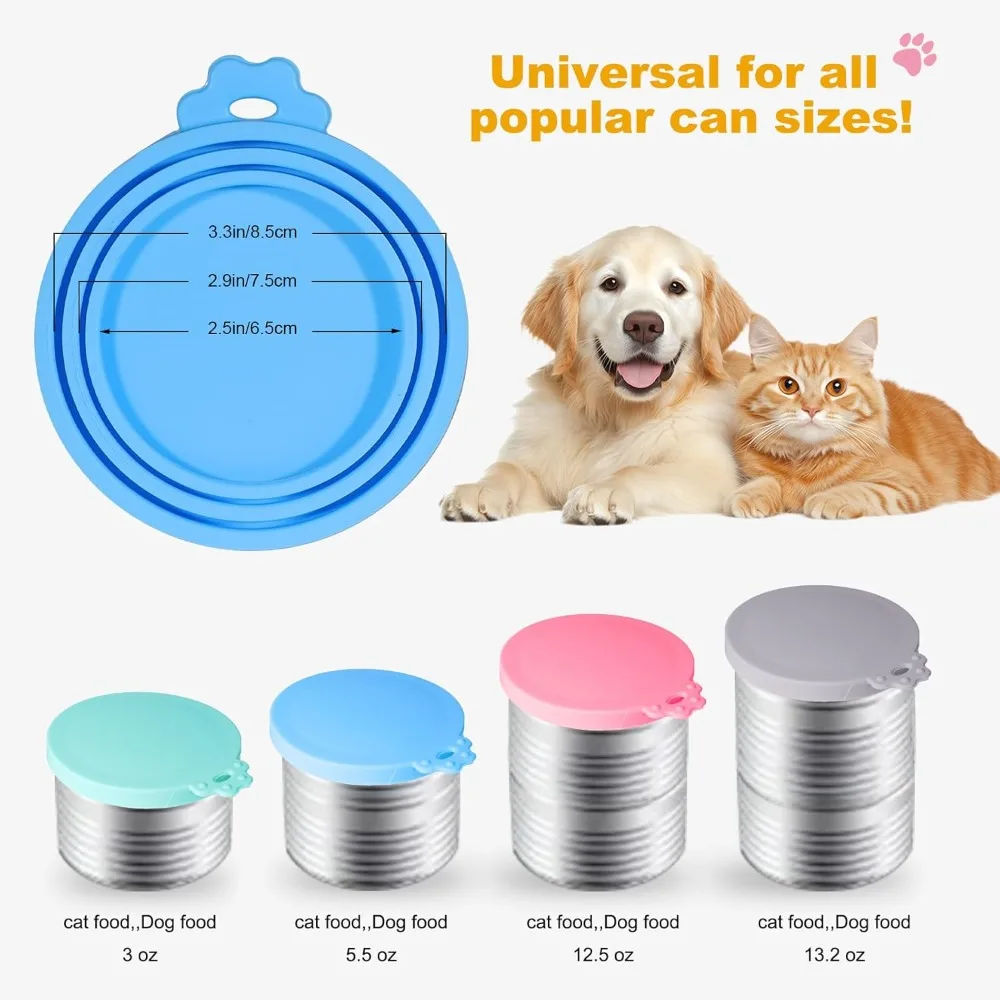 Pet Food Can Lids Foods Canned Scoop Universal Silicone Cap Covers Reusable Cat Wet Food Spoon Most of Standard Foods Cans Tops