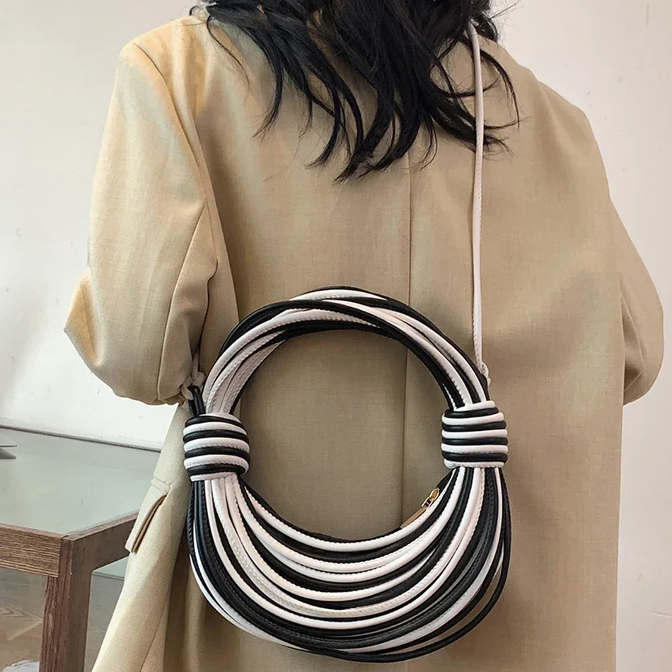 Luxury Genuine Bags Purses for Women  Noodle Knot Design Dinner Wedding Party Clutch Bag High Quality Handbags Crossbody Bag2024