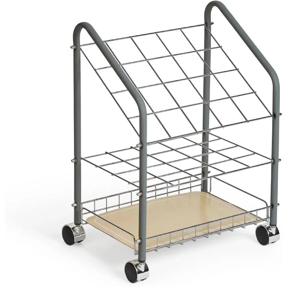 

Тележка для файлов из стальной проволоки с 20 отделениями для архитектурных документов и чертежей