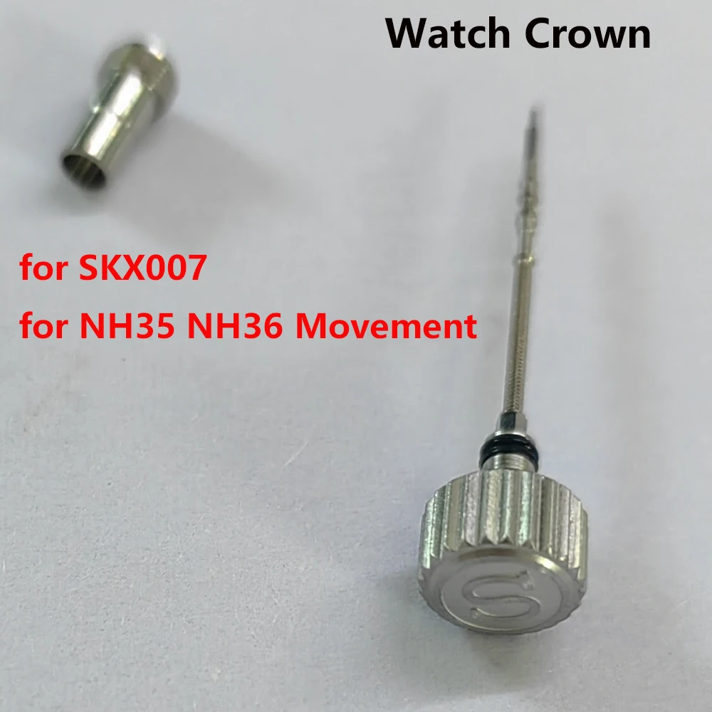 

Stainless Steel Watch Crown Watch Winding Stem S Crown for SKX007 Case and NH35 NH36 Movement Watch Accessories Repair Parts