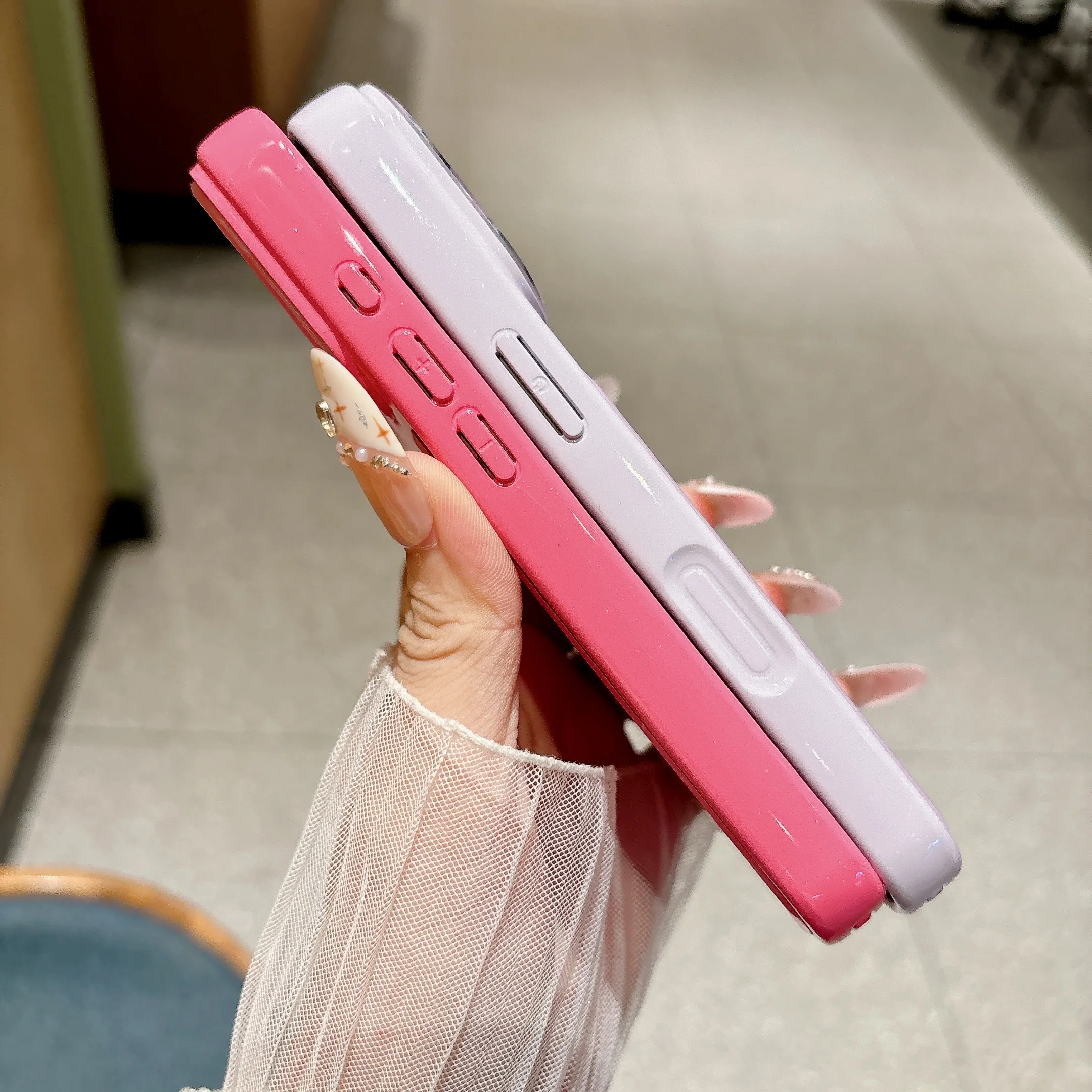 INS Solid Color Dopamine Glossy Phone Case For iPhone 17 16 15 14 13 Pro Max Large Window Camera Protection Acrylic Bumper Cover - view 5