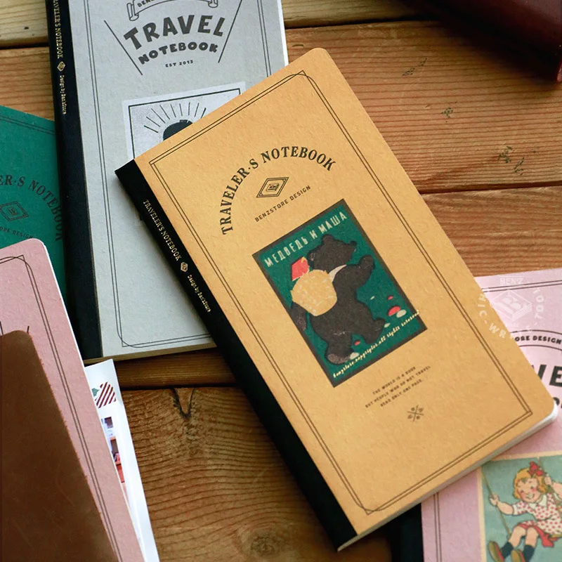 Fromthenon Travel TN - Recambio de Hojas Sueltas para Cuaderno, Papel Interior Cuadriculado en Blanco, Temática Vintage, Páginas de Repuesto con Cubierta de Color