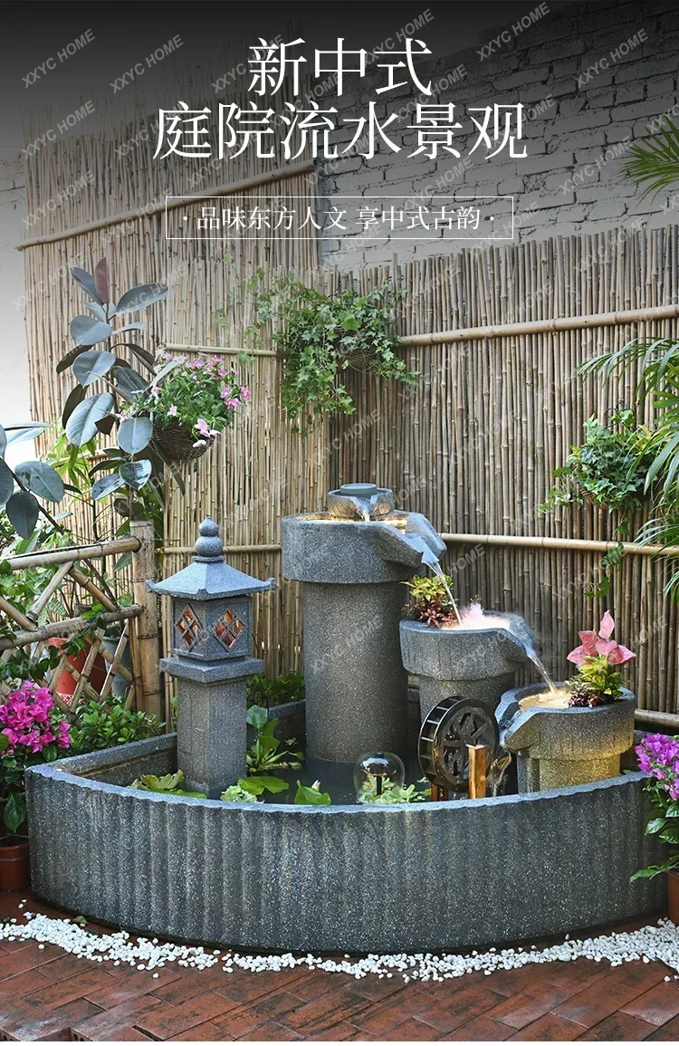A XZQPastoral rockery fish pond circulating water fountain landscaping outdoor courtyard garden water feature decoration