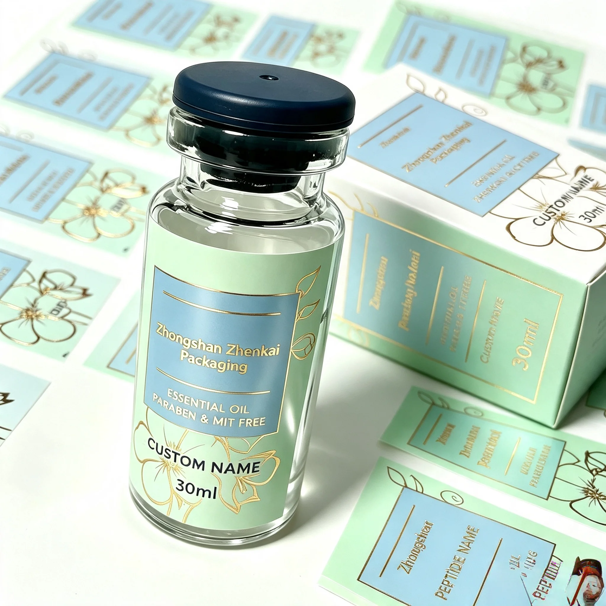Skincare Fitness Supplement Custom Peptide Packaging Set Self Adhesive Stickers Color Boxes Compatible 3ml 5ml 10ml Vials