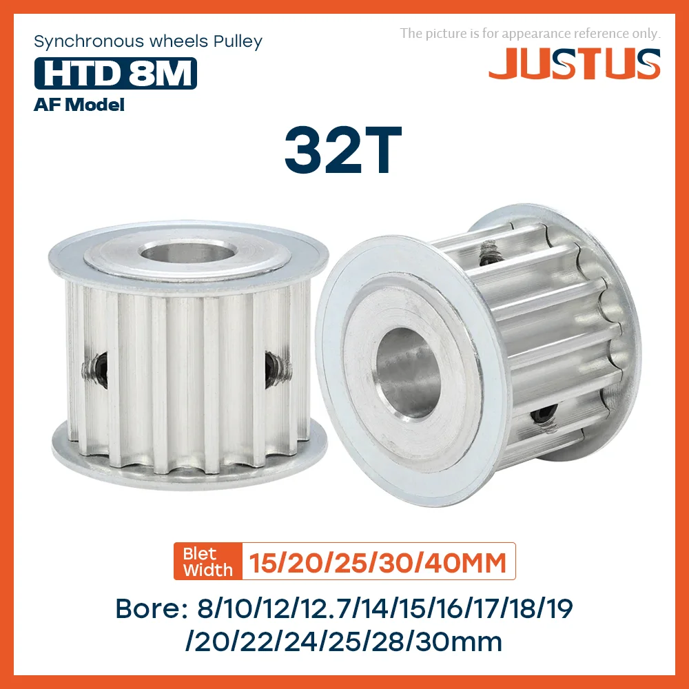 

32 Teeth HTD 8M Synchronous Pulley Bore 8-30mm Teeth Pitch 8 mm Slot Width 16/21/27/32/42 mm For 15/20/25/30/40mm 8M Timing Belt