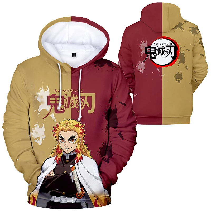 Bandai New Anime Demon Slayer Character Suit 3D Color Printing Trendy And Fashionable Fleece Hooded Sweatshirt For Men Women