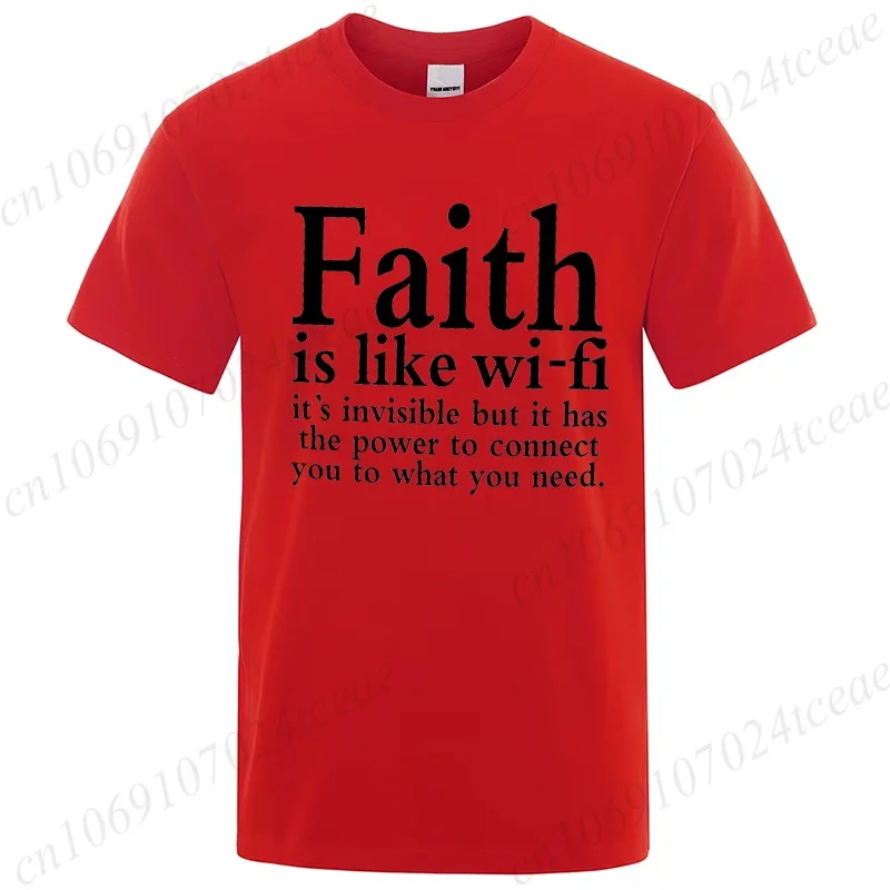 الرجال الشارع ارتداء الإيمان مثل واي فاي الله يسوع الدينية المسيحية تي شيرتات عجيبة قصيرة الأكمام الشارع الشهير الصيف تي شيرت الرجال