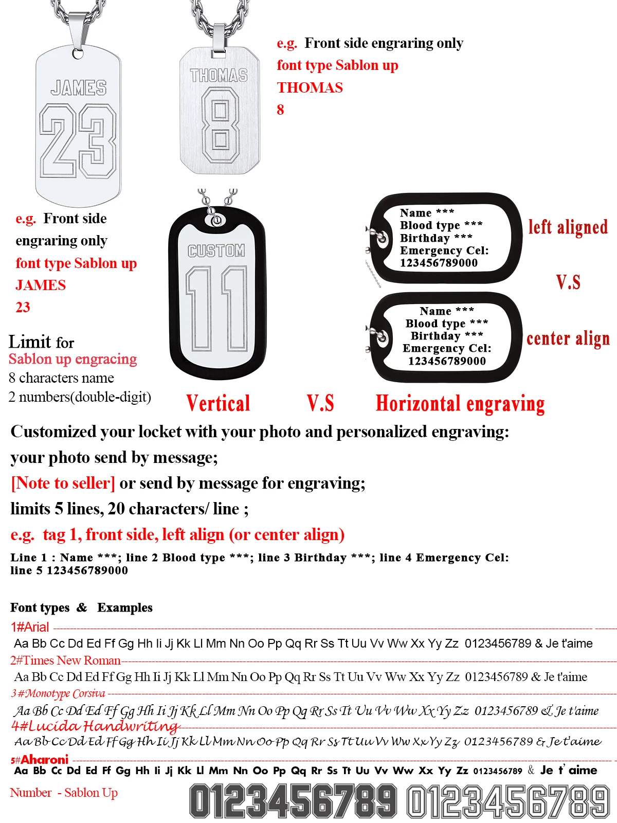 U7 индивидуальное медицинское оповещение I D Dog Tag Ожерелье Подвеска с цепочкой из нержавеющей стали 23 \