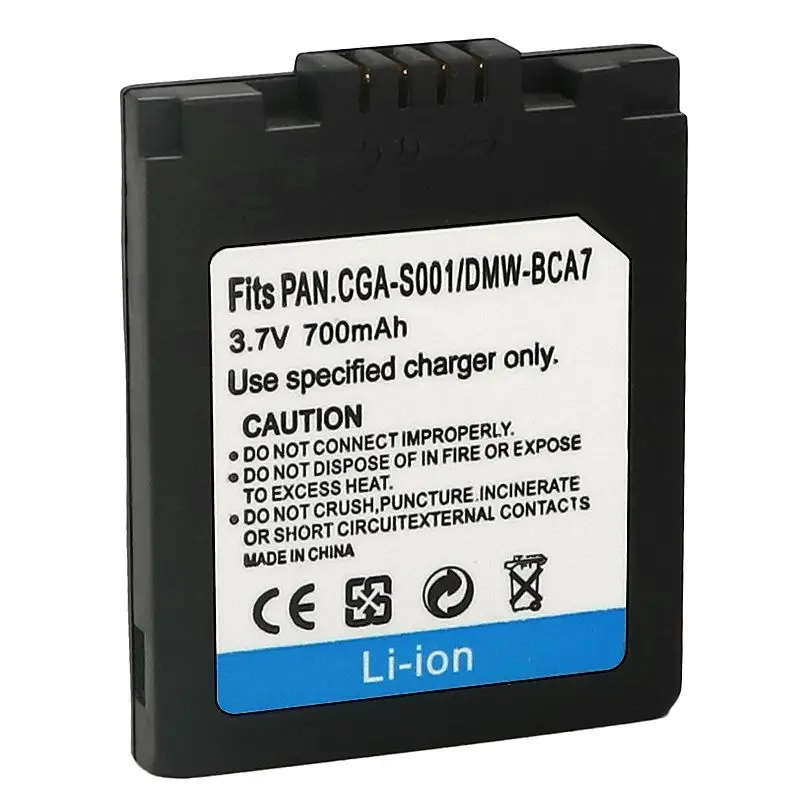 DMC-FX1EG DMC-F1 3.7V 700mAh Digital Camera CGA-S001 DMW-BCA7 Lithium Battery Pack