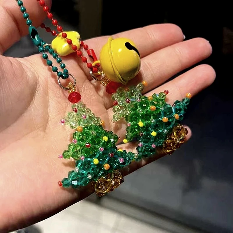 شجرة عيد الميلاد مطرز سلسلة الهاتف لطيف اليدوية مطرز سلسلة الهاتف مكافحة خسر الحبل حقيبة ديكور هدية عيد الميلاد #2