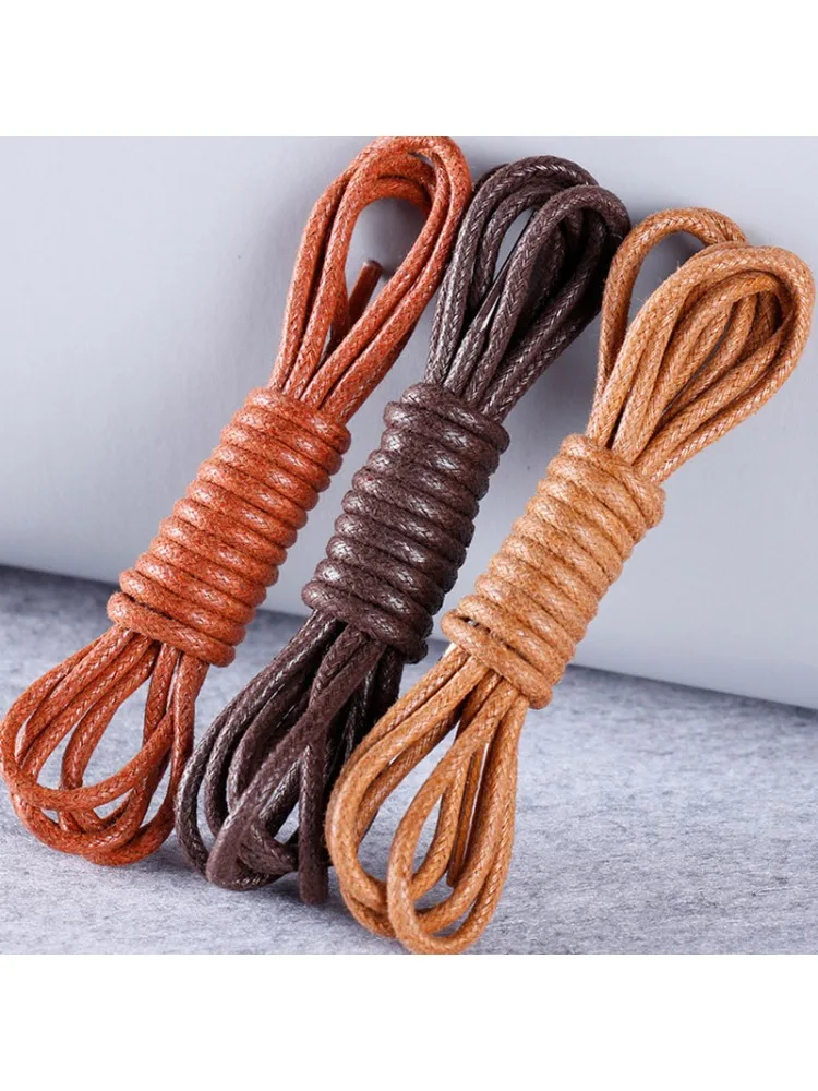 Lacets cirés en coton de couleur unie, lacets ronds imperméables en cuir pour bottes, accessoires de lacets