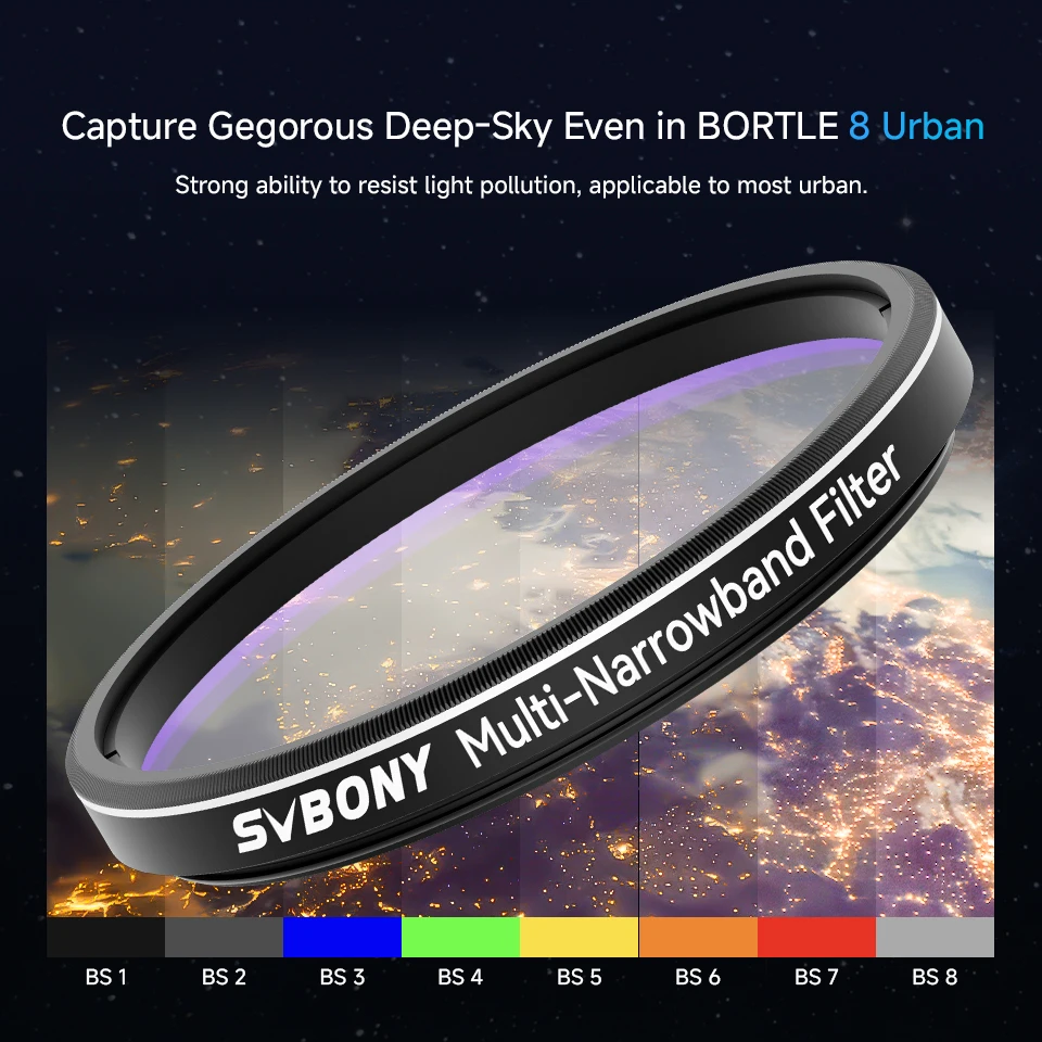 Svbony SV240 Multi-Narrowband Galaxy & Nebula Filter NIR Near-infrared Light Pollution Filter 1.25\