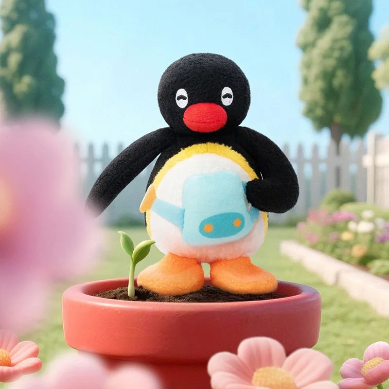 Echte Pinguin Pingu Blume Sprache Serie Plüsch Anhänger Niedlichen Schlüsselbund Pinguin Windspiel Blume Plüsch Puppe Anhänger Spielzeug Mädchen