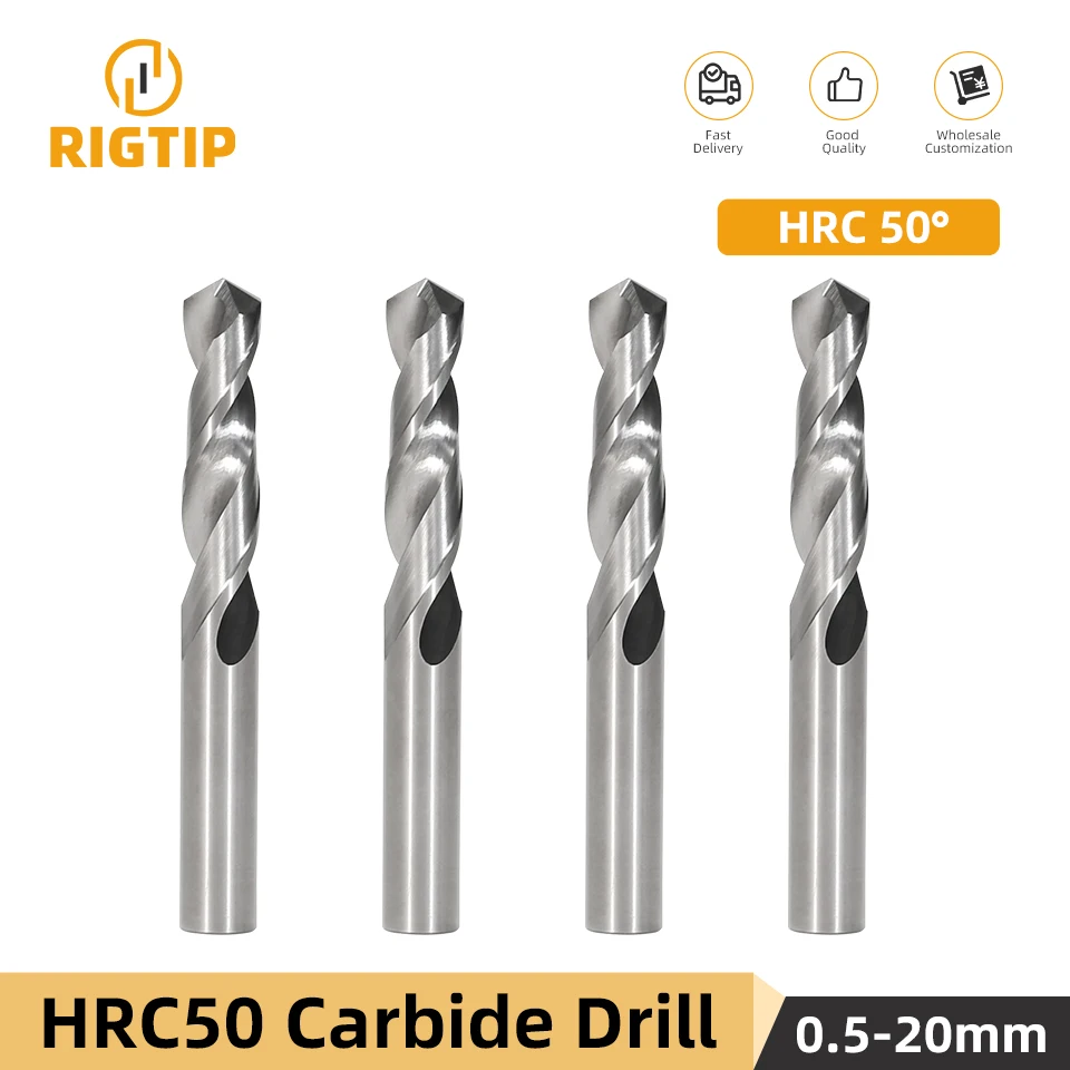 Ristip-brocas de carburo de tungsteno HRC50 °, herramienta de perforación de acero, para metalurgia dura, CNC, 0,5-20,0mm