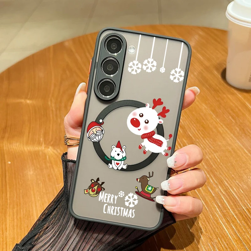 Frohe Weihnachten Handyhülle für Samsung Galaxy S25 Edge S24 Plus S23 S22 Ultra S24 S23 FE A56 A36 A26 A16 A55 A15 Magnetische Abdeckung