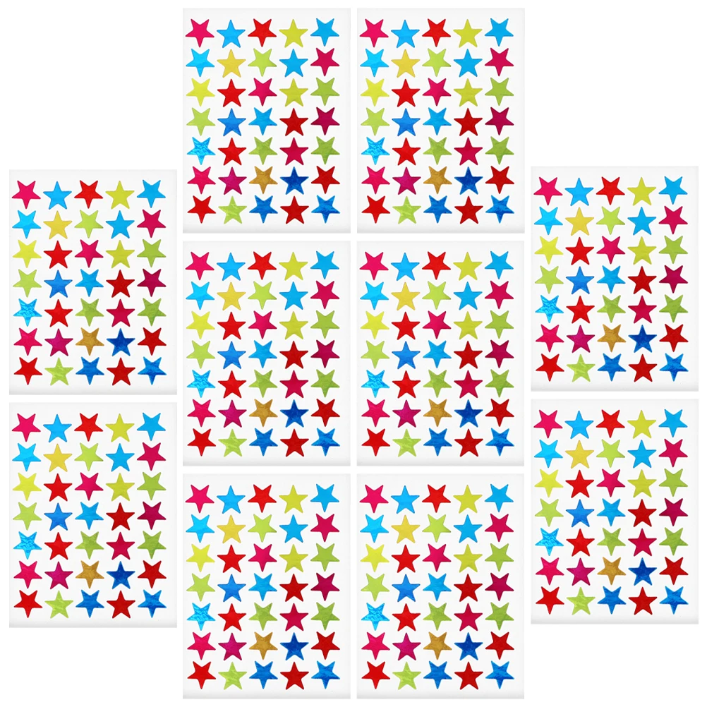 

10 Sheets Reward Star Stickers Adorable Teacher Accessories Multi-Function Children School Supplies Reward Stickers for Kids
