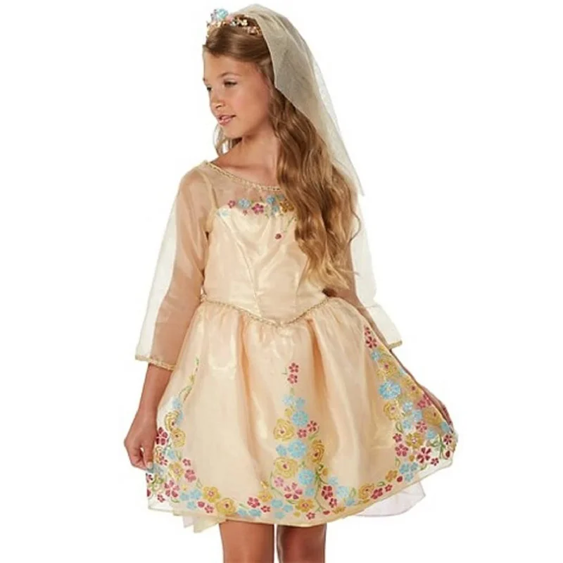 New Cinderella Live Action Movie Ella Wedding Dress Fairytale Princess Halloween Party Costume