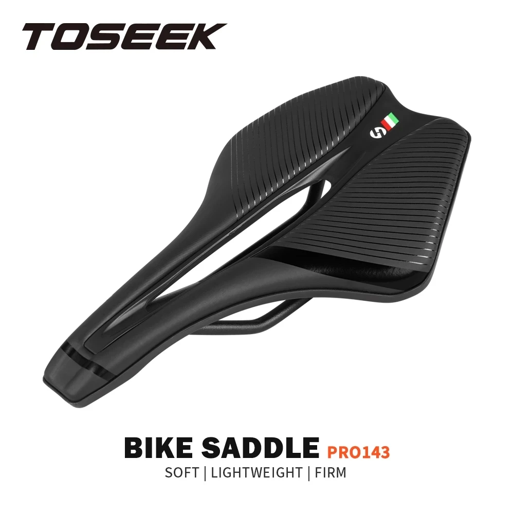 

TOSEEK Pro143 Racing Bicycle Saddle Training Grade Man Road Tt TimeTrial Triathlon Bike Cushion Seat Lightweight 220g