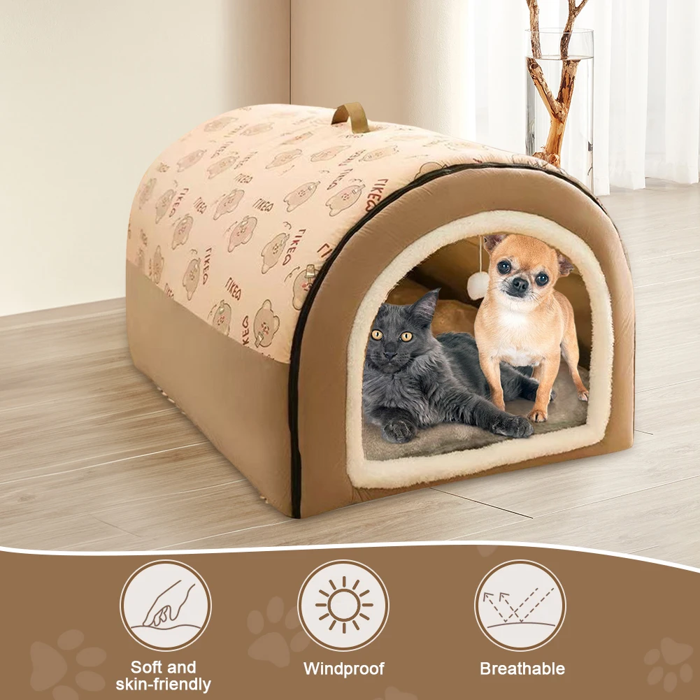 

Мягкий моющийся домик-пещера для кошек и собак, разборная палатка-лежанка, удобная зимняя кровать-замок для кошек и собак, зоотовары