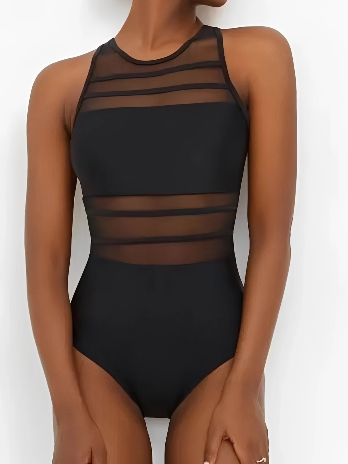 Maillot de bain une pièce en maille, Sexy, Vintage, pour femmes, noir, pour baigneurs, rembourré, vêtements de plage, été, 2026