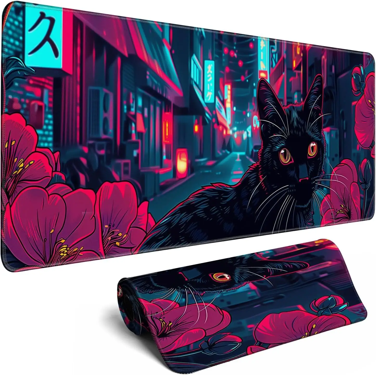 Japanese Ukiyoe Mousepad XXL Men's Desk mat Anime Large Keyboard Pad Suitable for table Games Advanced Waterproof Anti-Slip Base