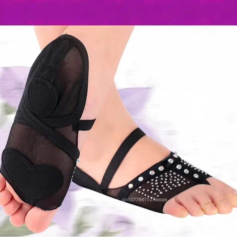 Новые балетные танцевальные кроссовки, балетный чехол на переднюю часть стопы, ремешок с горячими бриллиантами для танца живота, накладки на носок, аксессуары для танцевальных выступлений