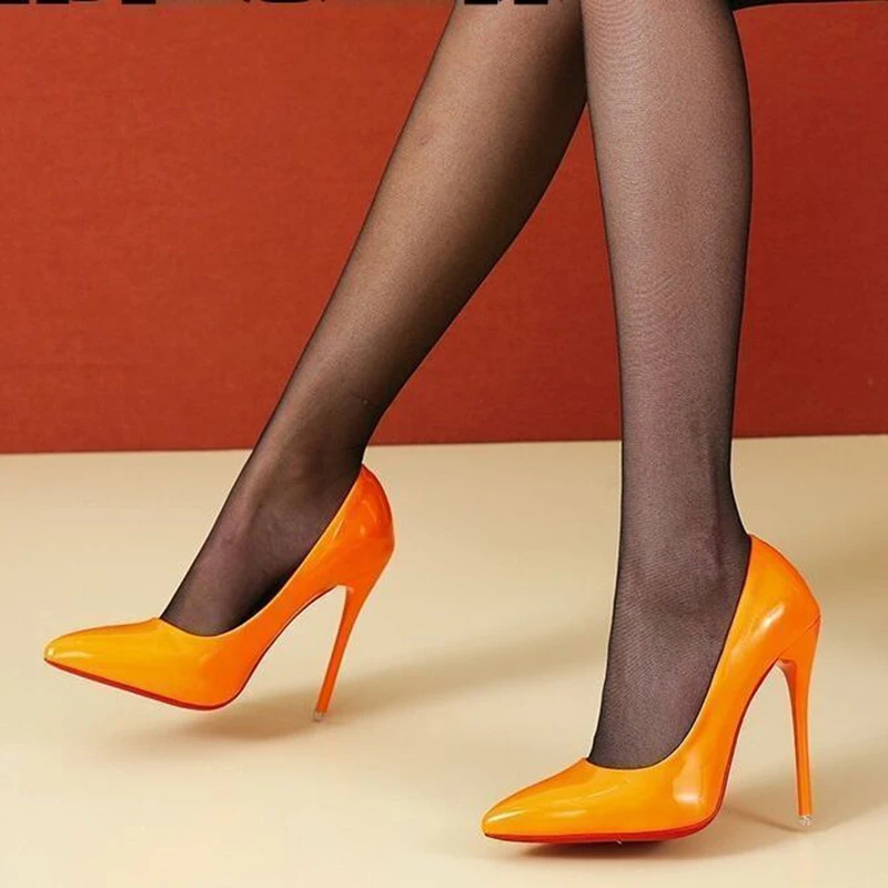 Women Shoes Pumps Office Lady Shoes Solid PU Pointed Head 12cm Super High Heel Thin Heels Party Sexy Strap Stiletto Women Heels