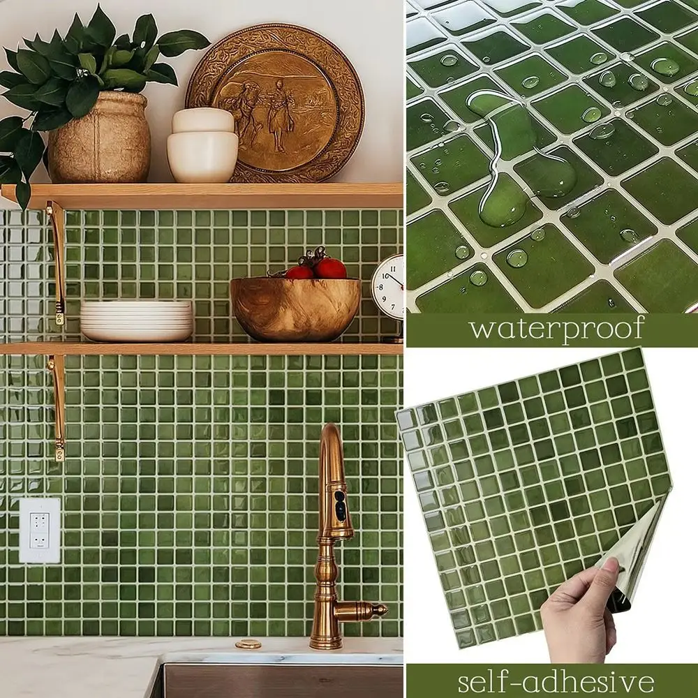 1PC New Waterproof 3D Wall Sticker Oil-proof Anti Fouling Kitchen Cabinet Renovation Tile Moisture-proof DIY Wall Decal