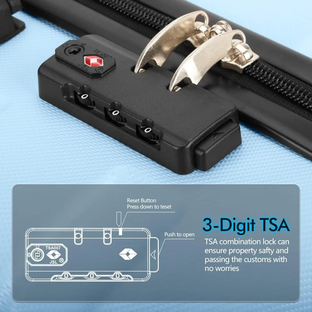 حقيبة ABS صلبة خفيفة الوزن مع 4 عجلات، قفل TSA، كبيرة 28 بوصة، مثالية للسفر وتخزين الأمتعة #4