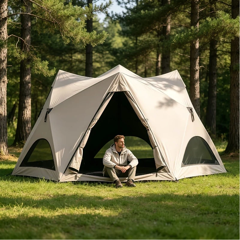 Beach park quick-open tent, outdoor portable folding camping tent, complete set of equipment for sun and rain protection view 6